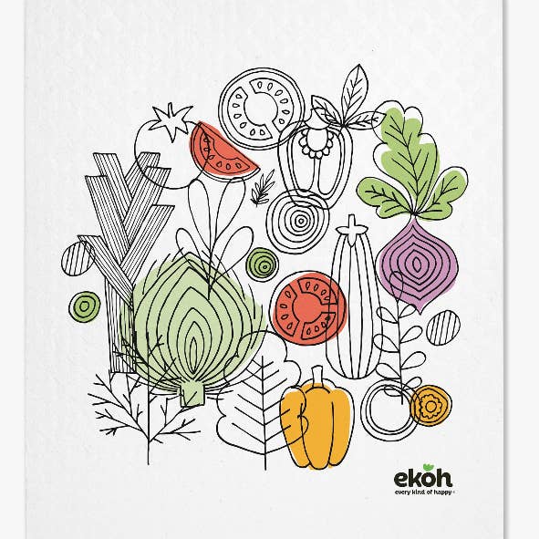 EKOH - Wholesale Dishcloth - Swedish Dishcloth Veggie Mixed Bunch Compostable Eco Sponge Cloth 1pc