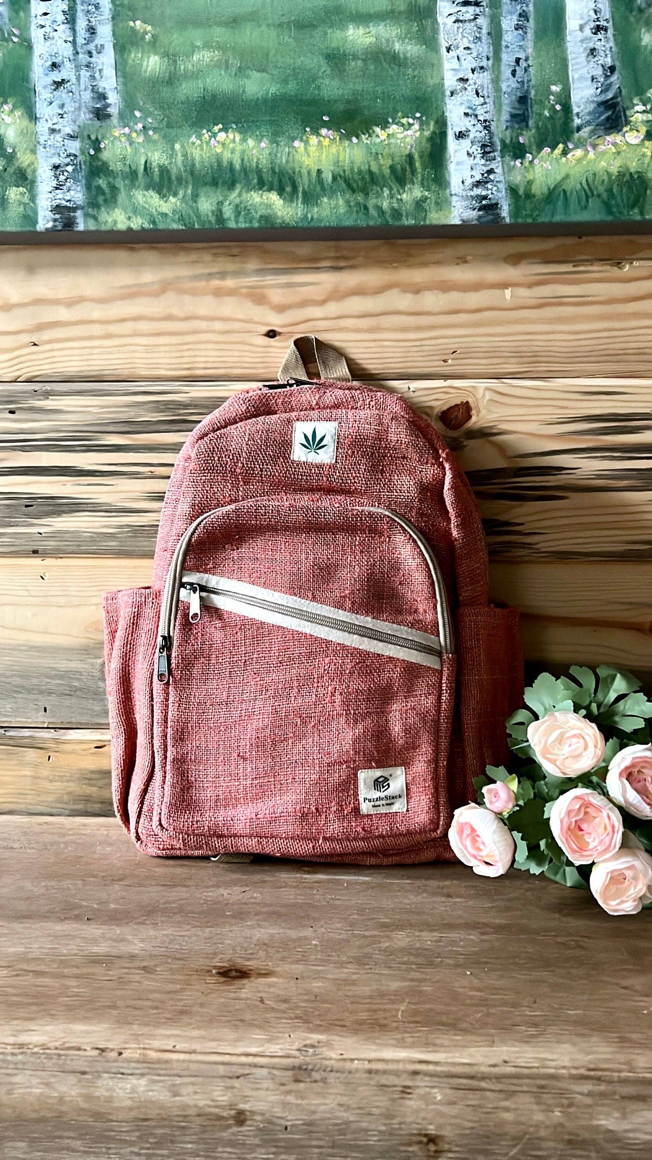 PuzzleStack - Venta al por mayor Mochila - Mujer - Mochila de Cáñamo Puro Rosa Kumari2