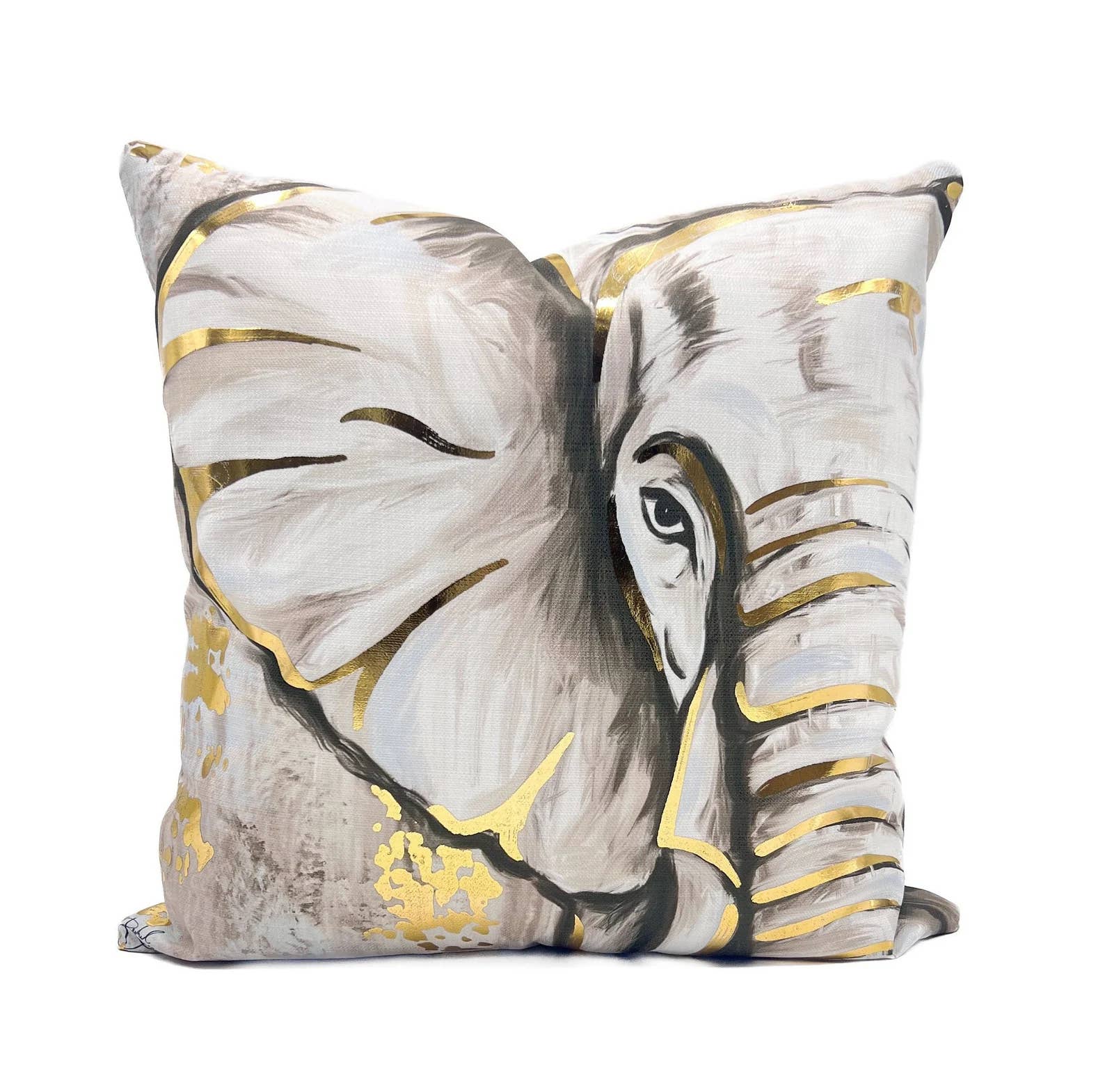 Rachel Brooks Design, LLC - Wholesale Throw/Decorative Pillow - Gold Foil Elephant Pillow