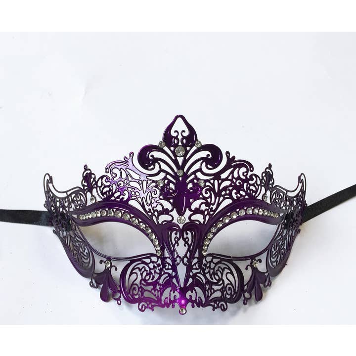 Mardi Gras Creations - Wholesale Costume - Unisex - Whimsical Metal Laser Cut Mask With Fleur De Lis4