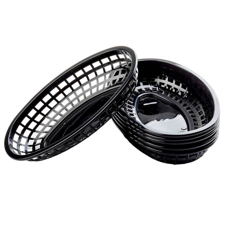 Paniers ovales, noirs, paquet de 6 pour la vente par TableCraft Products Company