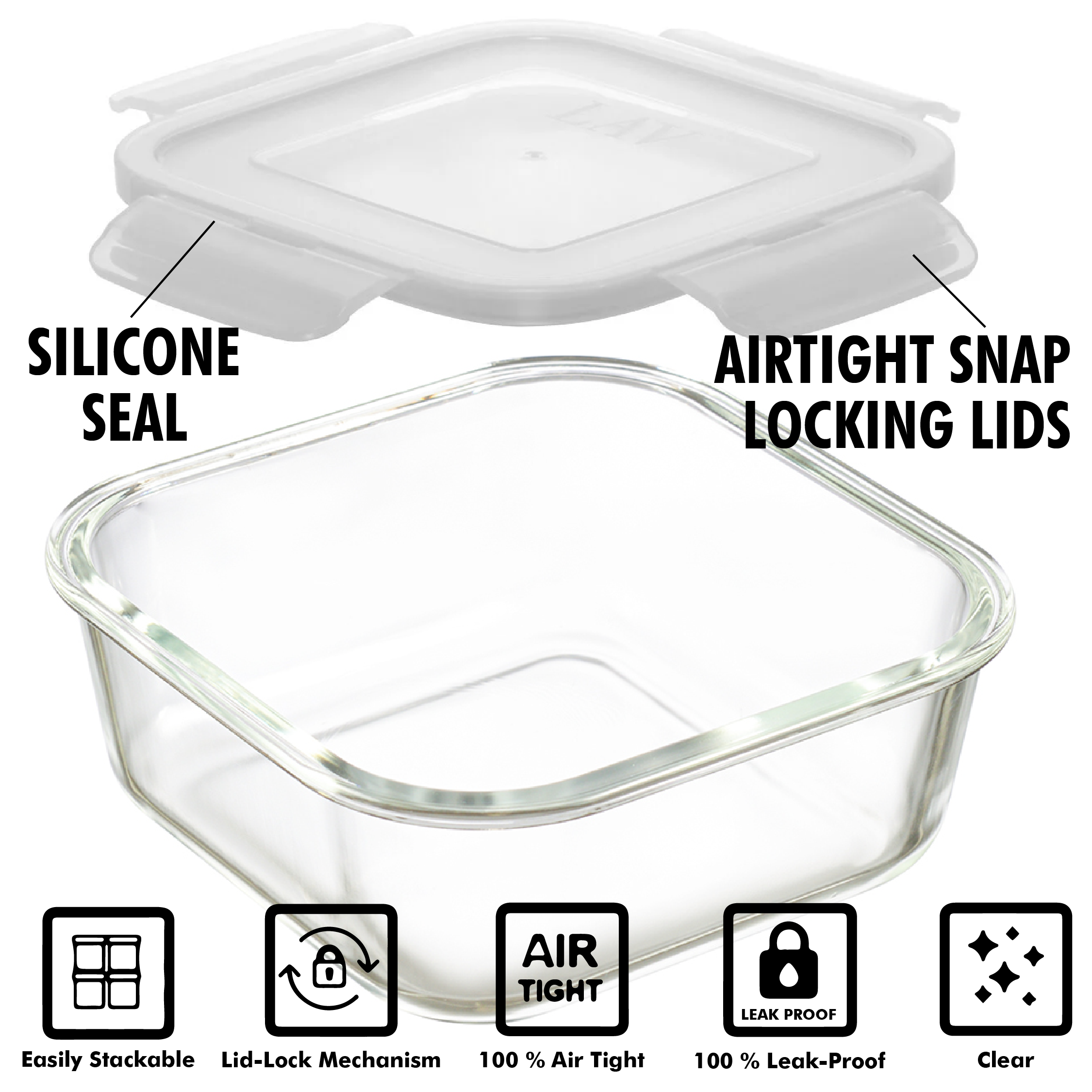 Hakan - Vendita all'ingrosso Contenitori per alimenti - Set di contenitori in vetro LAV con coperchi, 1 pz3