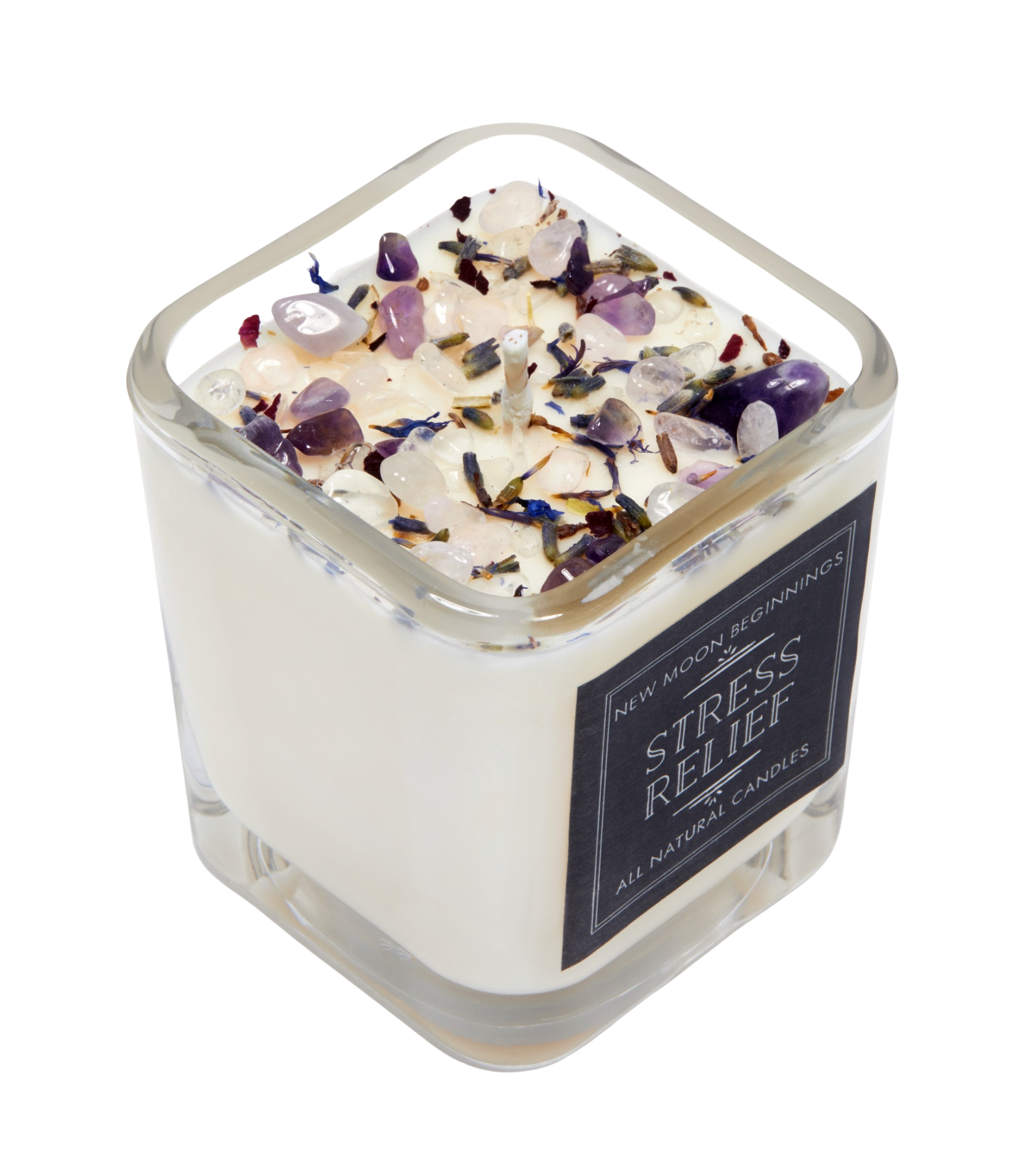 New Moon Beginnings - Wholesale Jar/Filled Candle - Stress Relief Candles - Lavender Herb & Crystal Candles8
