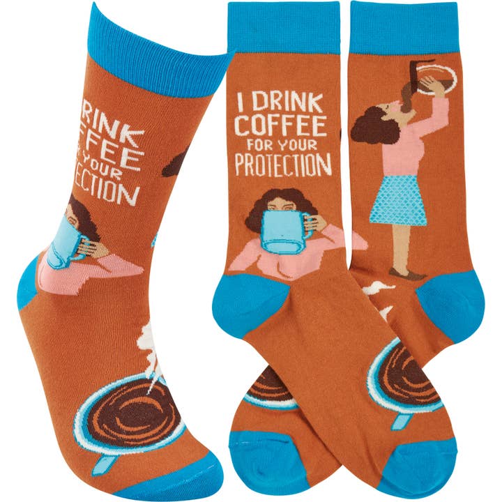 I Drink Coffee For Your Protection Socks for wholesale by Primitives by Kathy