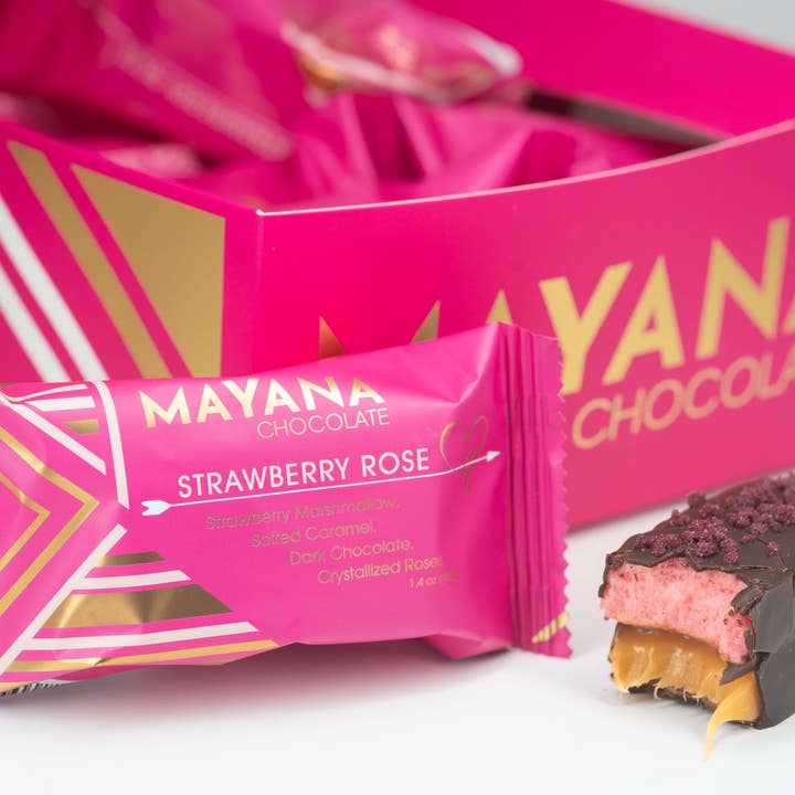 Mayana Chocolate – Großhandel Schokoriegel – Erdbeer-Rosenriegel