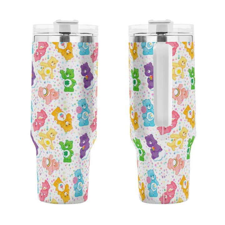 Care Bears Rainbow Fun 40oz Stainless Steel Tumbler With Handle and Straw for wholesale by Grassy Creek Designs