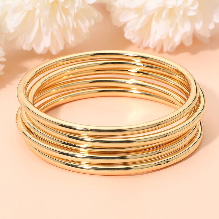 Sensibling Corp. - Wholesale Bangle Bracelet - 3PCS - Polished Metal Multi Layered Bangle Bracelets