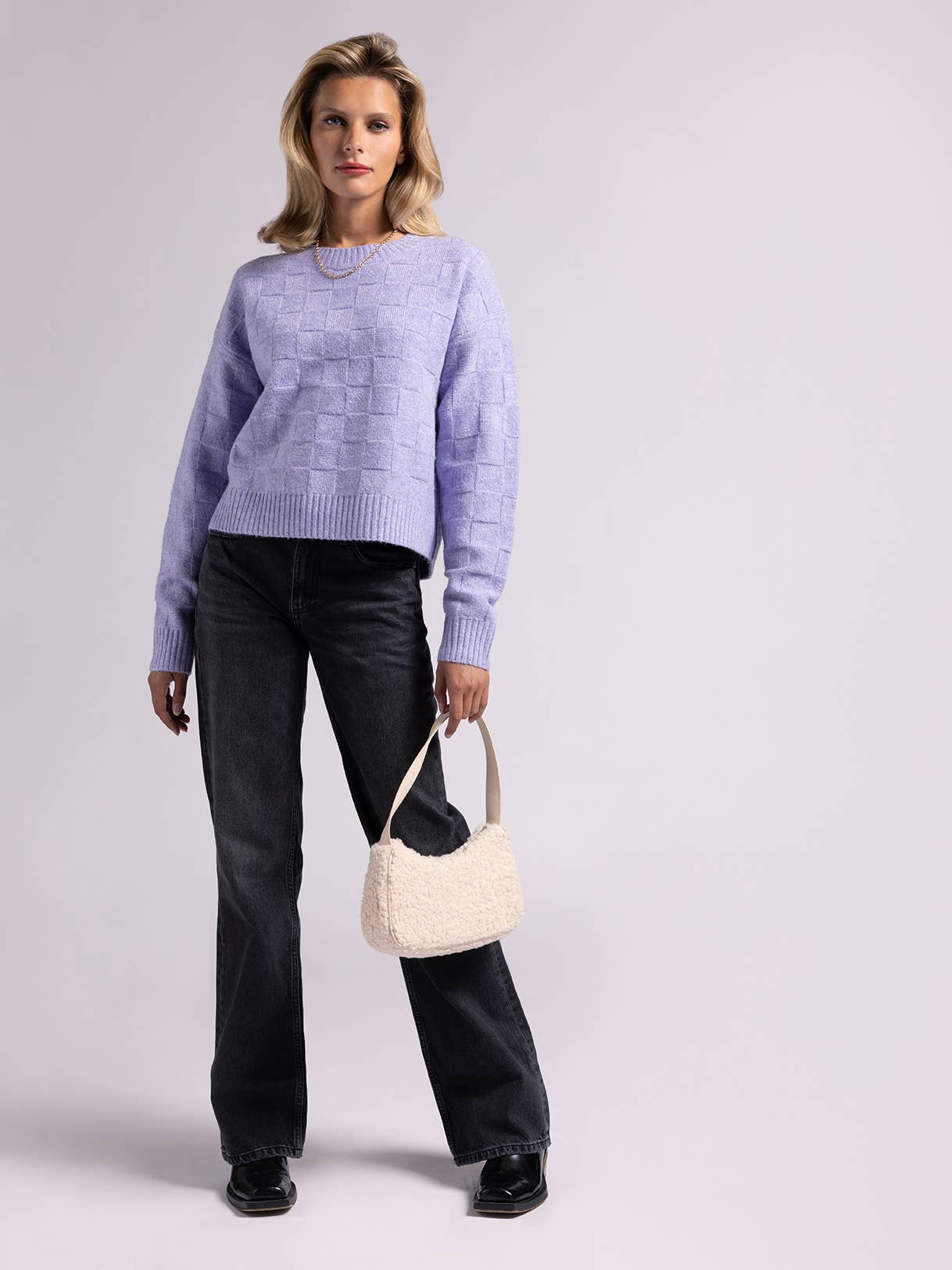 Weekend Los Angeles - Wholesale Knit Sweater - Women's - Crewneck Checkered Sweater - HAILEY SWEATER4