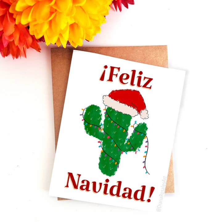 Feliz Navidad Cactus Wenskaart voor wholesale door Diana Rosales Art