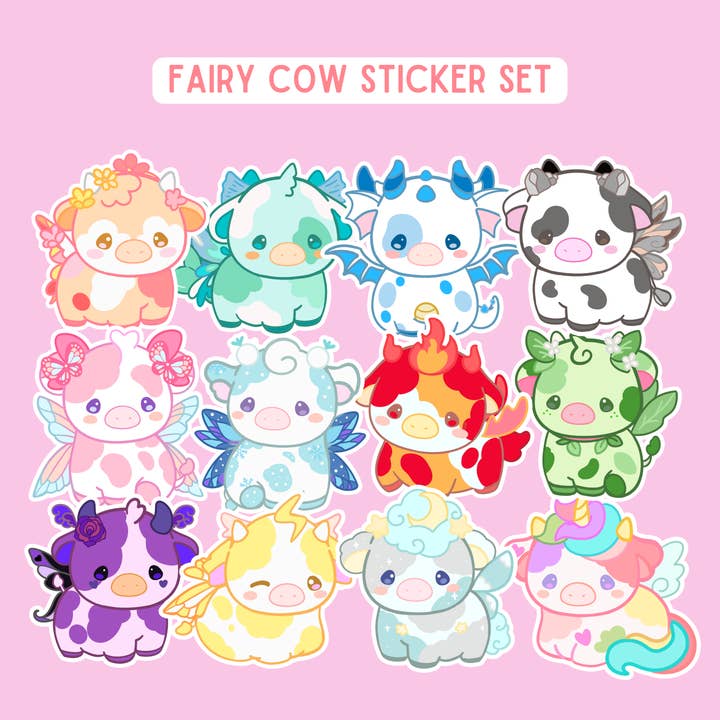 Fairy Cow Sticker Set for wholesale by Sheepydust