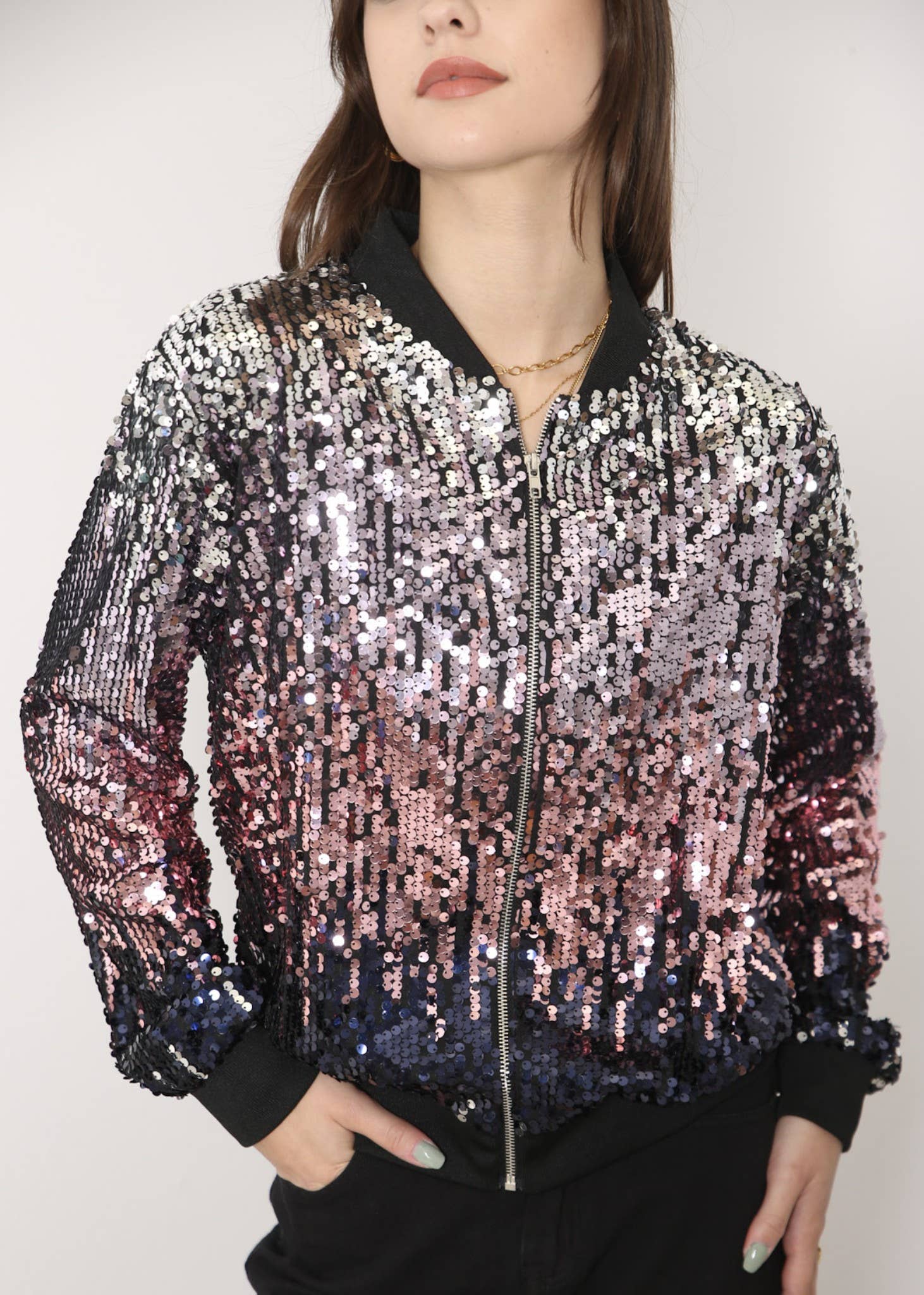 Anna Kaci Wholesale - Vente Bombers – femme - Blouson aviateur zippé à sequins115