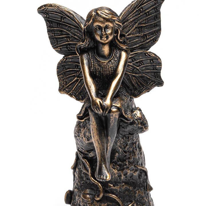 Fairy Sitting On Tree Stump Stake or Cane Topper for wholesale by Jardinopia UK