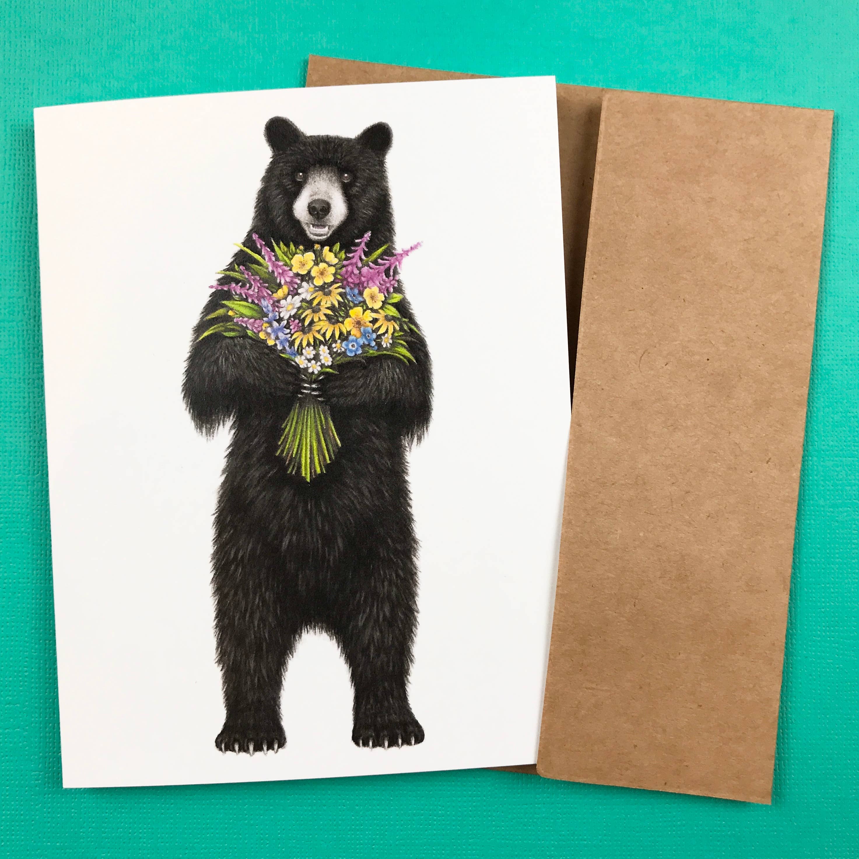 Abundance Illustration - Wholesale Everyday Greeting Card - A2 size flower bear greeting card (blank inside)1