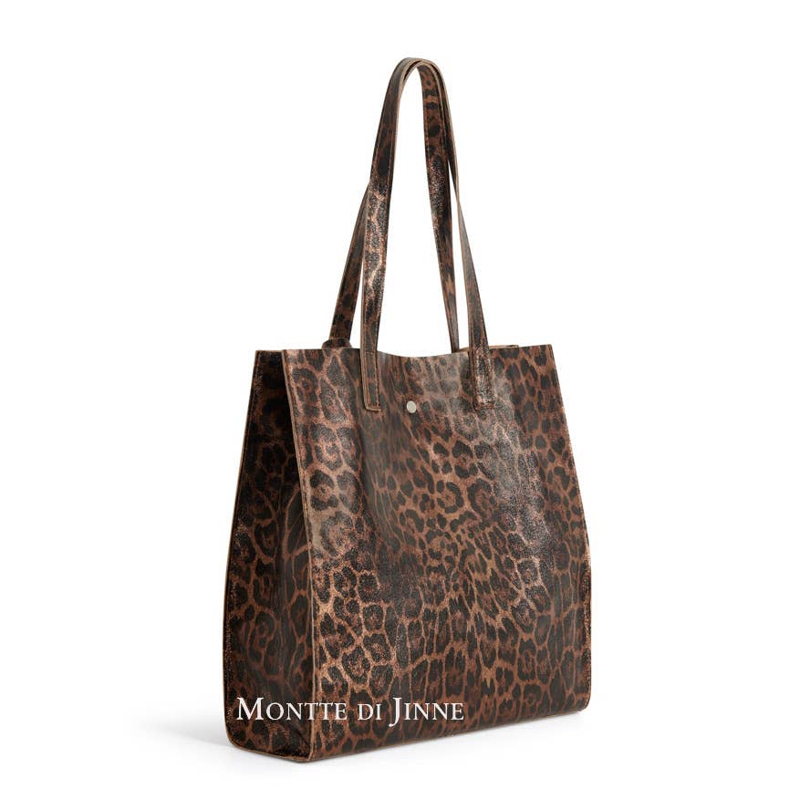 MONTTE DI JINNE – Engroshandel Tote bag - Dame – Italiensk håndlavet shoppertaske i ægte læder med leopardmønster5