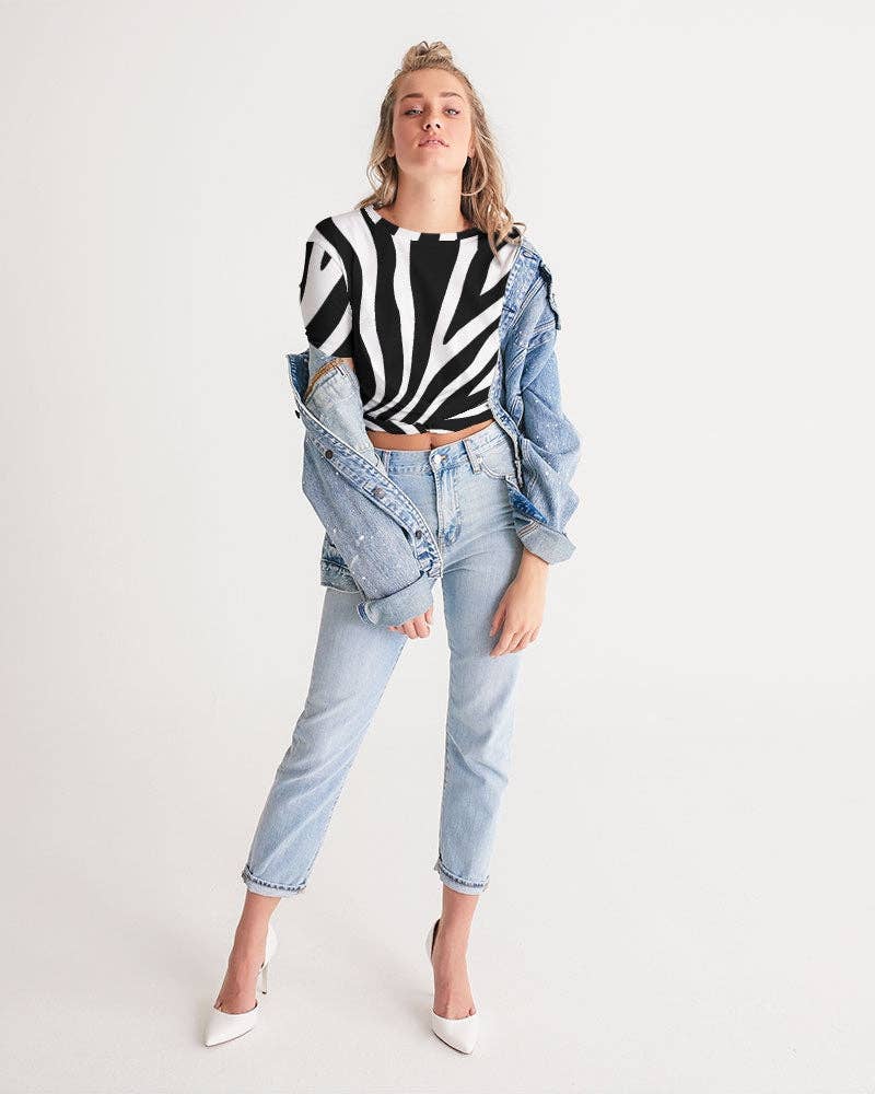 white base color Zebra  Women's Twist-Front Cropped Tee for wholesale on Faire2