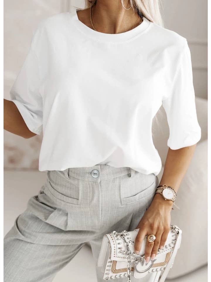 ESTEE BROWN - Wholesale T-Shirt - Women's - Large basic plain T-shirt - 2206U