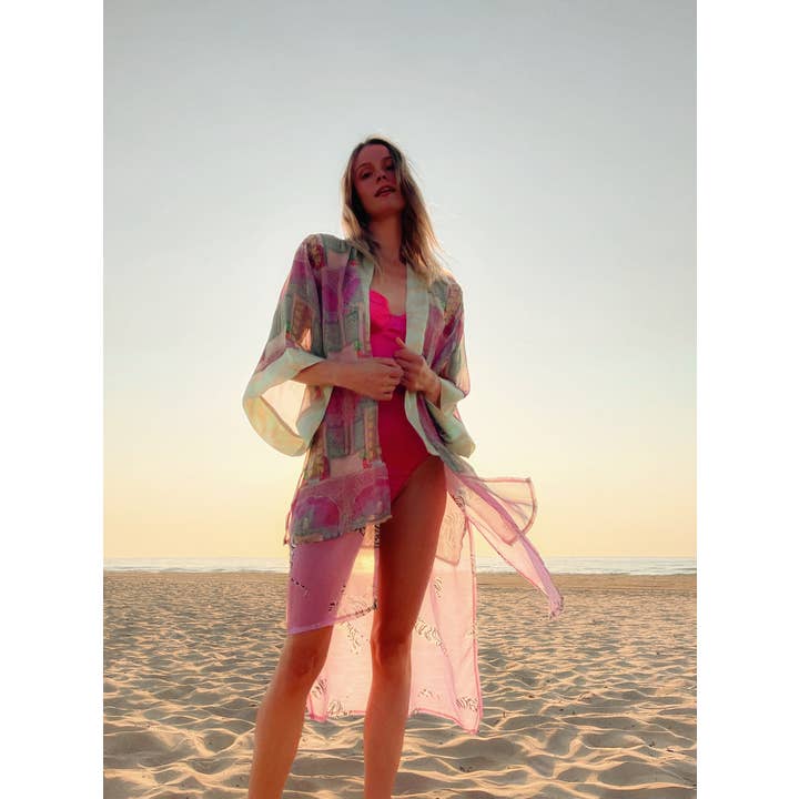 CAFTÁN IRREGULAR EN CAPAS Y MIX DE ESTAMPADOS - MS3C78-U para venta al por mayor de - by MORGANA Italy -