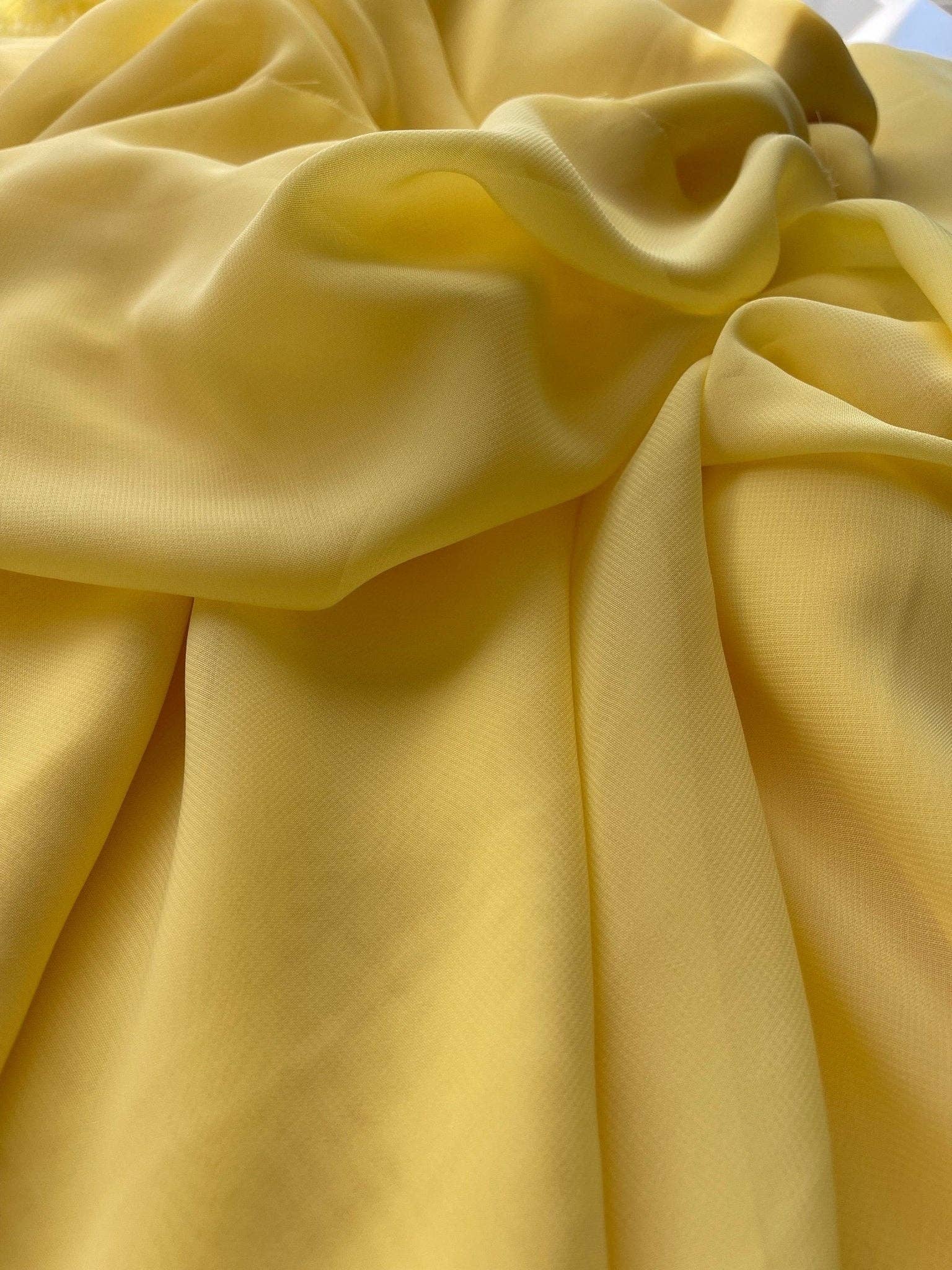 GalaTextile - Wholesale Fabric - Yellow Chiffon Fabric By The Yard , Yellow Bridal Fabric, Bridal Chiffon, Sheer Fabric Light Weight Yellow Chiffon Fabric for Dress Veil6
