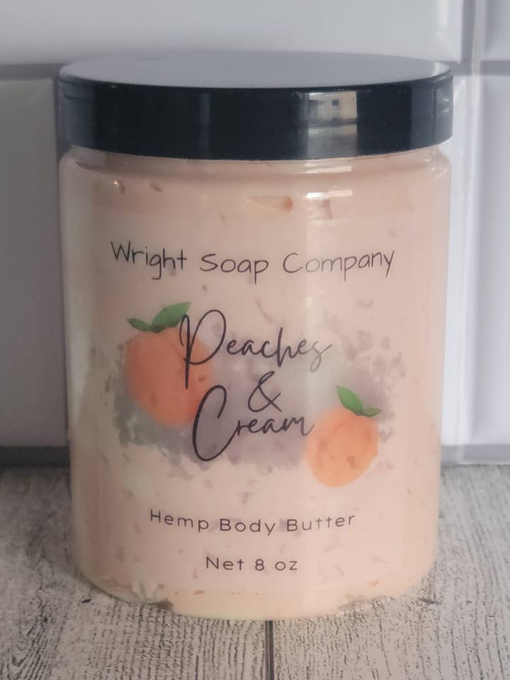 Peaches & Cream Hemp Body Butter for wholesale by Wright Soap Company