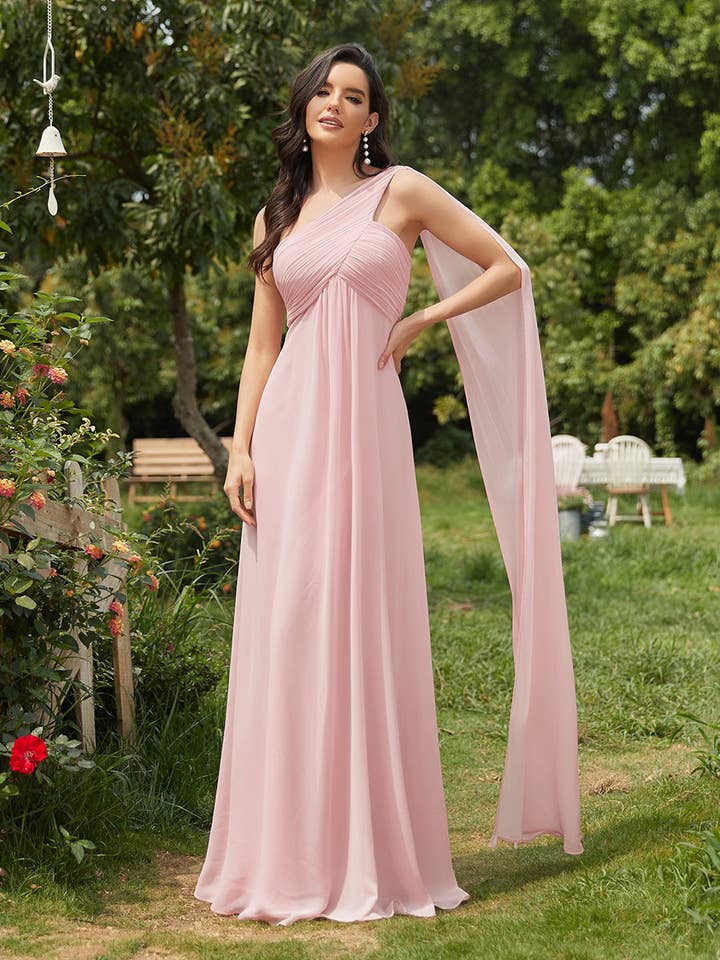 Ever-Pretty - Wholesale Gown – Women's - Elegant Pleated One-Shoulder Bridesmaids Dress43