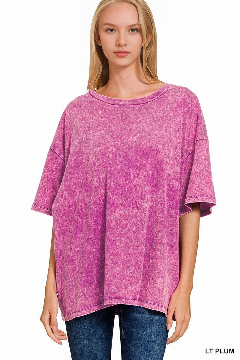 42POPS - Vente Haut en maille – femme - T-shirt en coton délavé à l'acide oversize SI-2430129