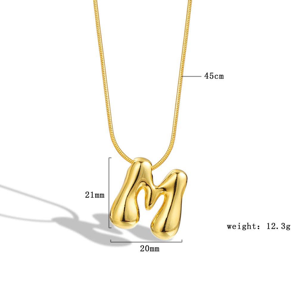 The Classy Cloth WS - Vente Colliers à pendentif - Collier avec initiale en forme de lettre à bulles - Gold RTS11