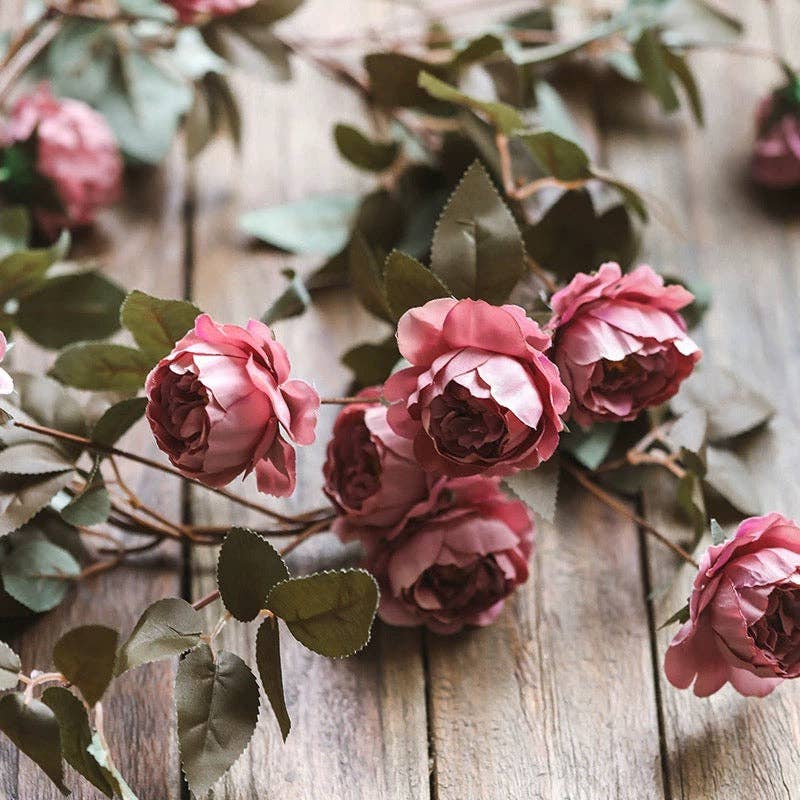 Rustic Reach - Wholesale Artificial Flowers - Artificial Small Peony Flower Vine 65" Long1