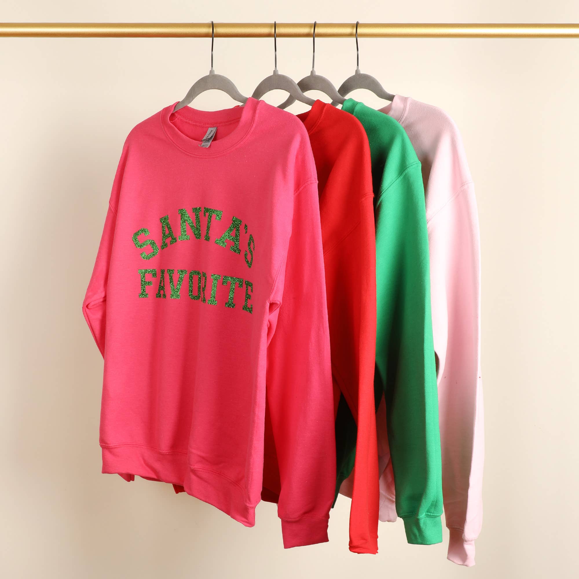 Fashion City - Wholesale Sweatshirt - Unisex - Santa's Favorite Glitter Logo Fleece Sweatshirt10