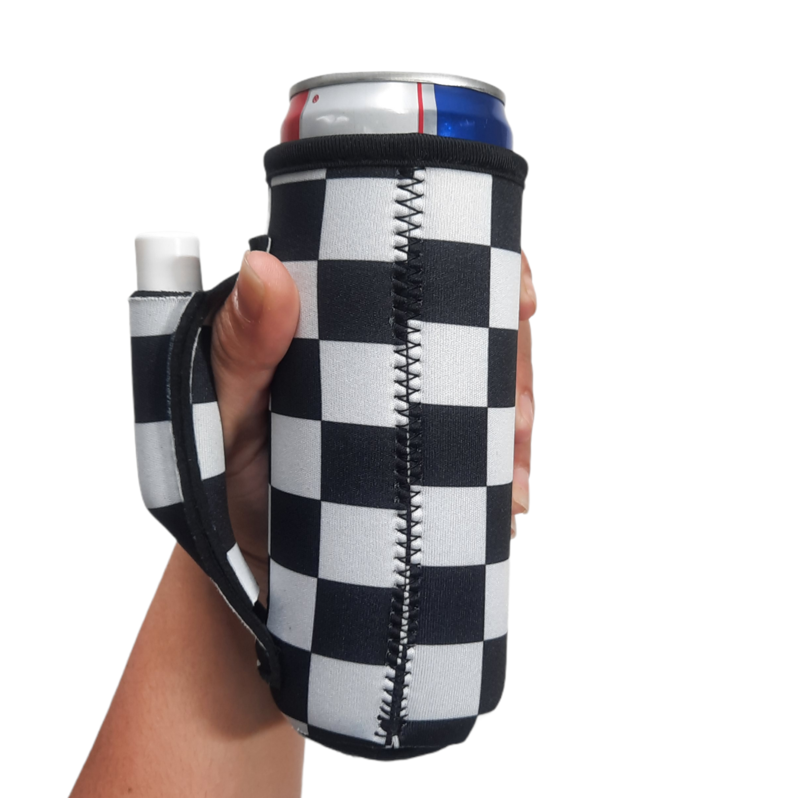 Drink Handlers - Wholesale Drink Huggers & Koozies - Checkerboard 12oz Slim Can Handler™1