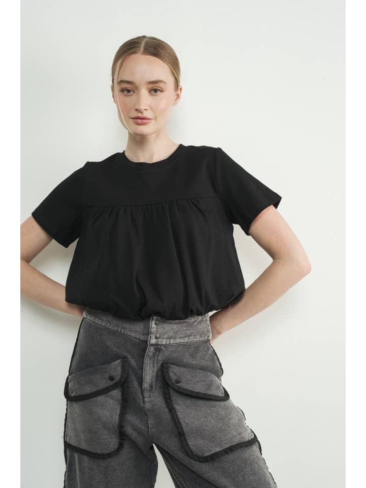 Aaron & Amber - Wholesale T-Shirt - Women's - MAT3226 BUBBLE HEM SHORT SLEEVE T-SHIRTS10