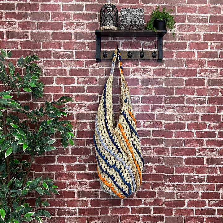 Anju Jewelry - Venta al por mayor Bandolera - Mujer - Bolso Delilah, bolso holgado de algodón, azul y naranja