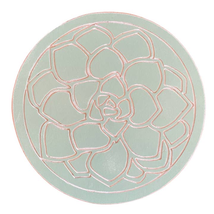 Grace Graffiti – wholesale Lazy Susan – Smart Susan: Engraved Succulent, Wooden1