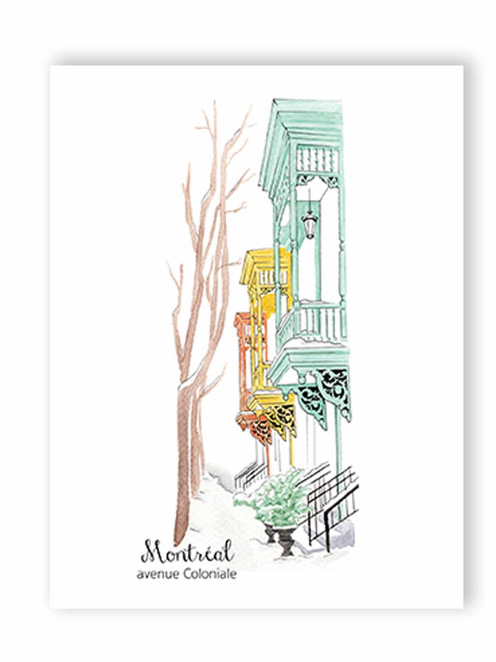 Avenue Colonial de Montréal, carte postale pour la vente par Hobeika Art