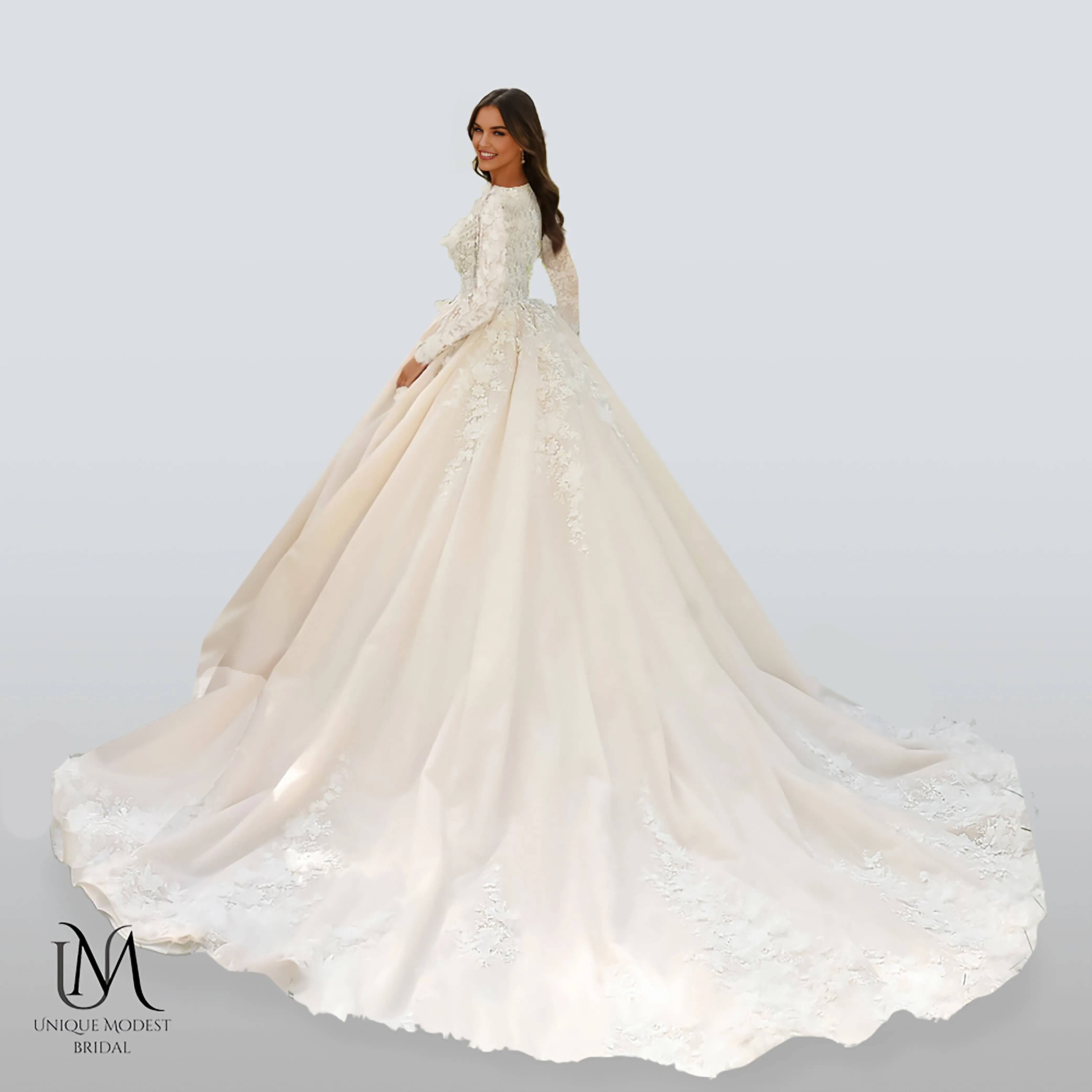 Unique Modest Bridal - Wholesale Gown - Women's - Grace - Elegant A-Line / Ball Gown Modest Wedding Dress3