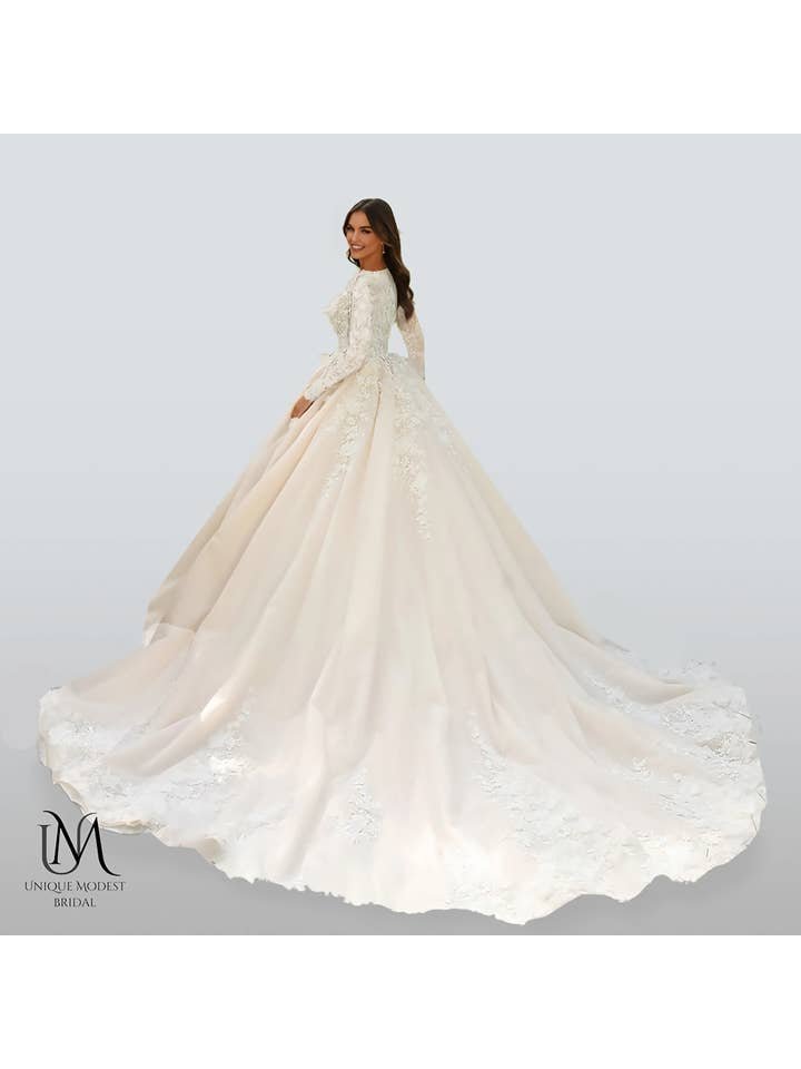 Unique Modest Bridal - Wholesale Gown - Women's - Grace - Elegant A-Line / Ball Gown Modest Wedding Dress3