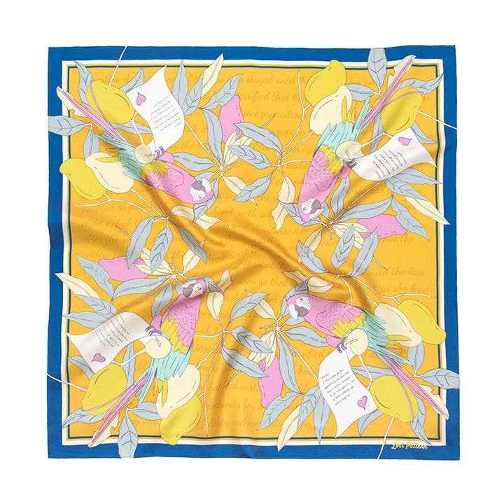 "El Amor" Silk Bandana - Yellow for wholesale by Lost Pattern NYC