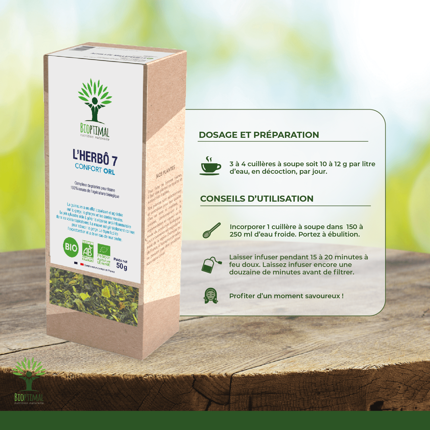 Bioptimal - Wholesale Health/Detox Tea - L'herbô 7 Plants for organic herbal tea comfort orl 50g2