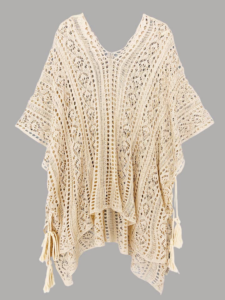 JC063308 Sided-Tassel Detailed Crochet Tunic for wholesale by JC Sunny Fashion