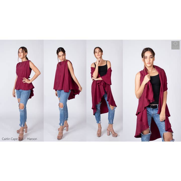 Caitlin Maroon Top voor wholesale door Modern Capsule