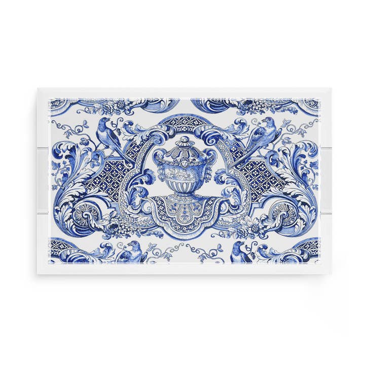 Royal Delft William Mary Blue Acrylic Rectangle Decorative Tray for wholesale by Nicolette Mayer Collection