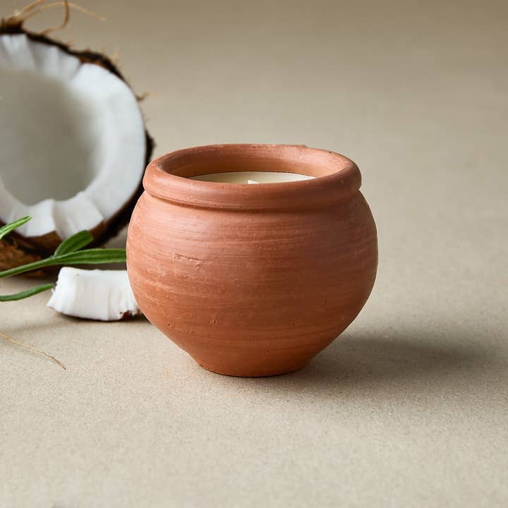 Dalit Goods Co - Wholesale Jar/Filled Candle - Handmade Beeswax Terracotta Candle - Karan Coconut Scented