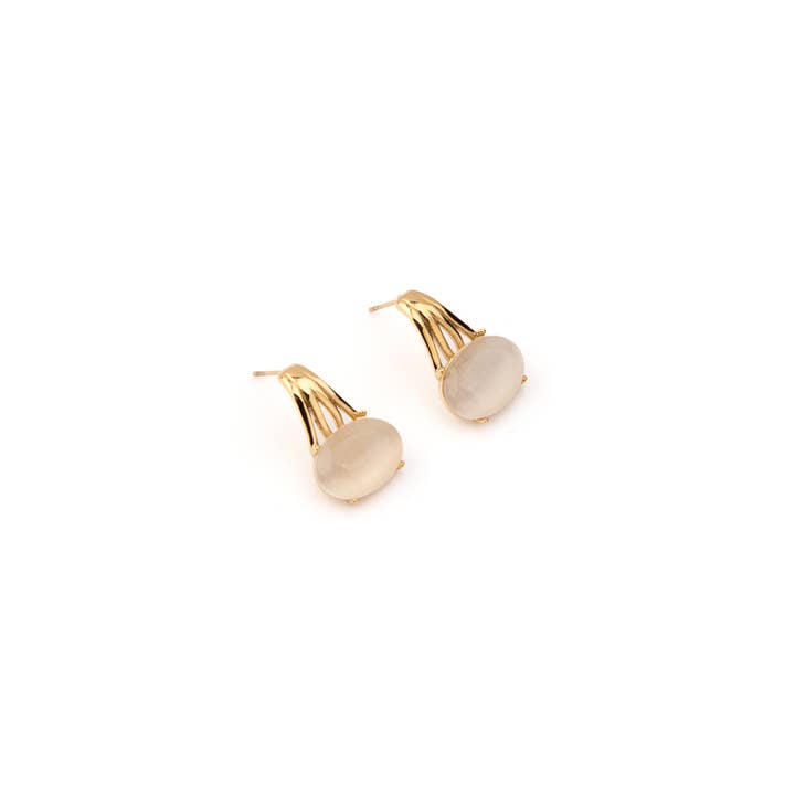 Steel Earring with Beige GKE241204036 for wholesale by Shebiju