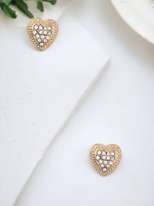Rhinestone Accent Heart Post Earring for wholesale by Andrea Bijoux