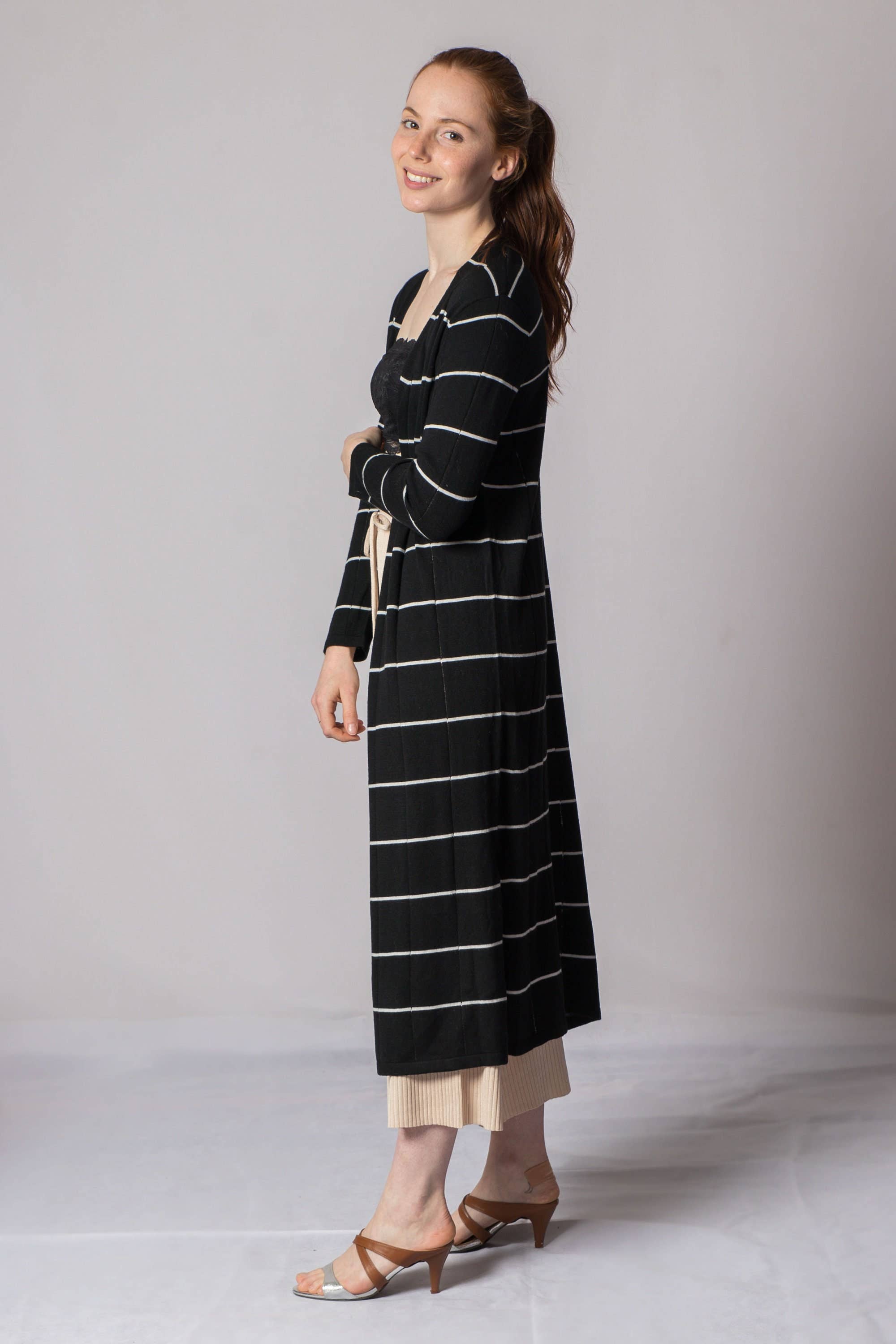 ALS Australia - Wholesale Cardigan – Women’s - Women's Striped Wool Yarn Long Cardigan2