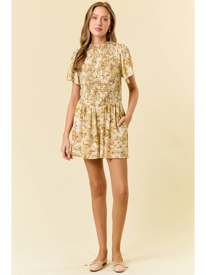 Doe and Rae – Engroshandel Romper - Dame – Blomstermønstret strikket ærmeløs romper med sidelomme - 27972R-14