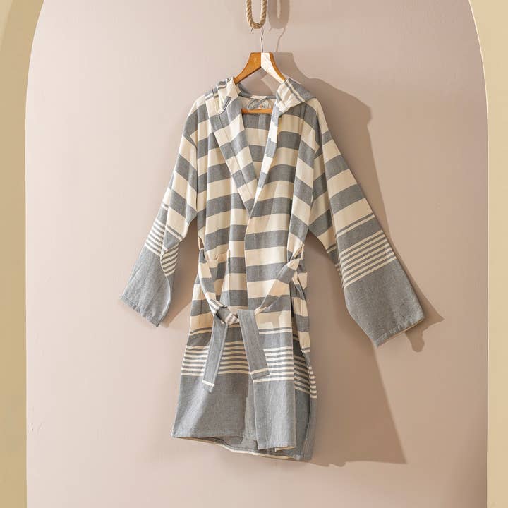 Kikoya - Wholesale Robe - Unisex - Bathrobe Turkish Cotton LightWeight Summer Hood Kimono Robe 19