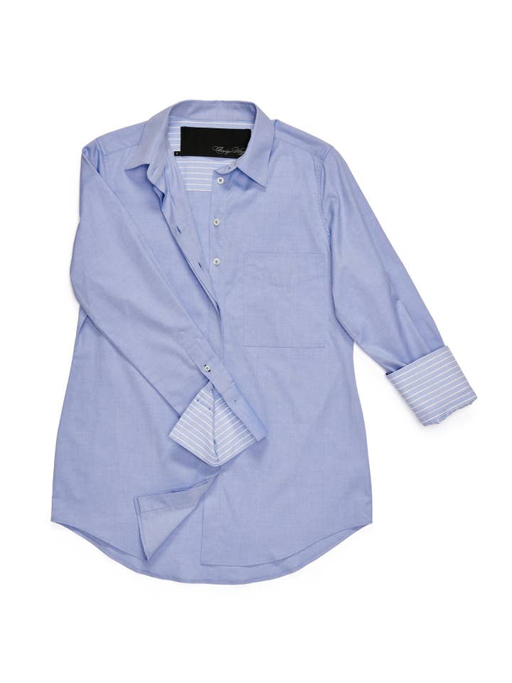 Claridge + King - Wholesale Button Down Shirt - Women's - The Modified Boyfriend Shirt in Light Blue Oxford