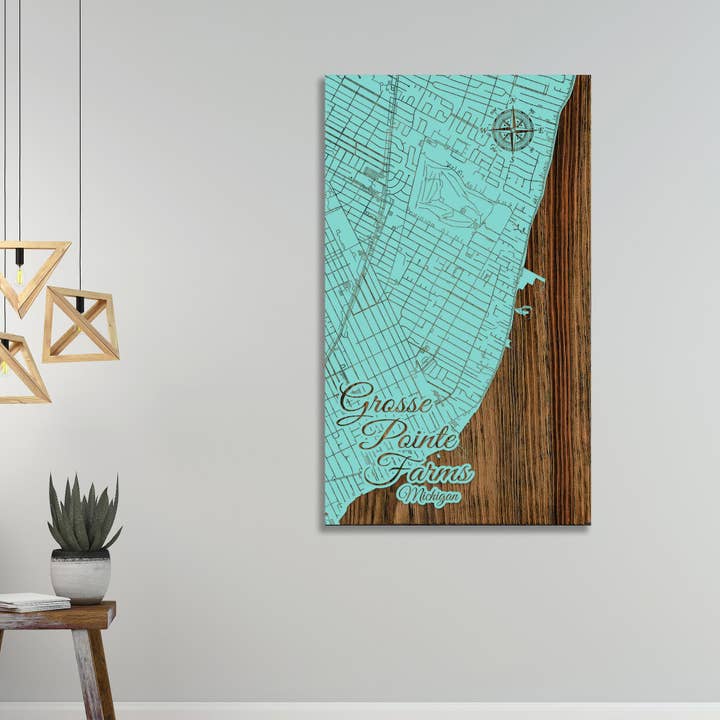 Michigan: Grosse Pointe Farms Street Map for wholesale by Fire & Pine