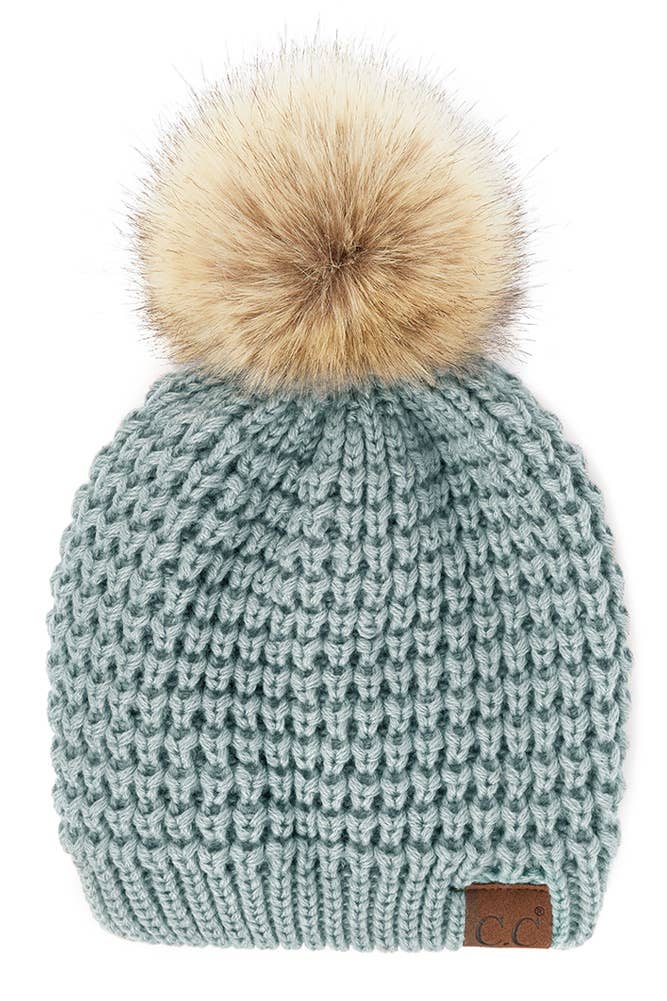 Hana - Wholesale Beanie - Women's - C.C Waffle Stitch Pattern Pom Beanie16