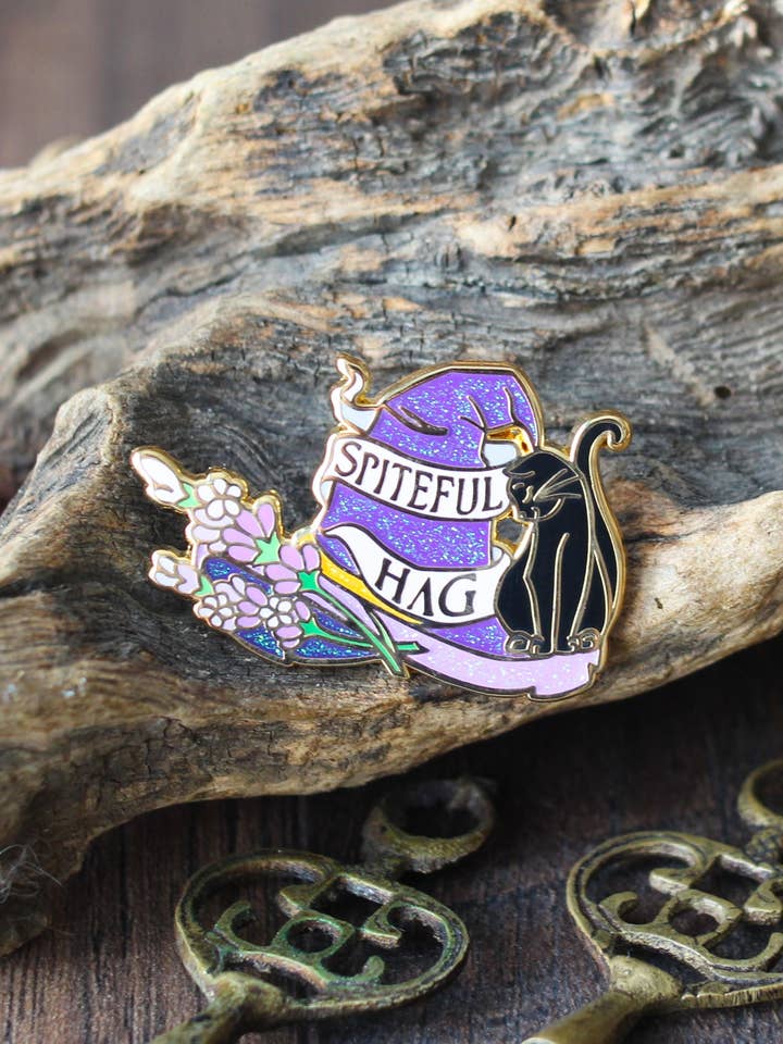 Spiteful Hag feminine rage enamel pin for wholesale by Geek and Artsy